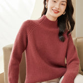 Thick Half Turtleneck Simple Raglan Sleeves Loose Cashmere Sweater